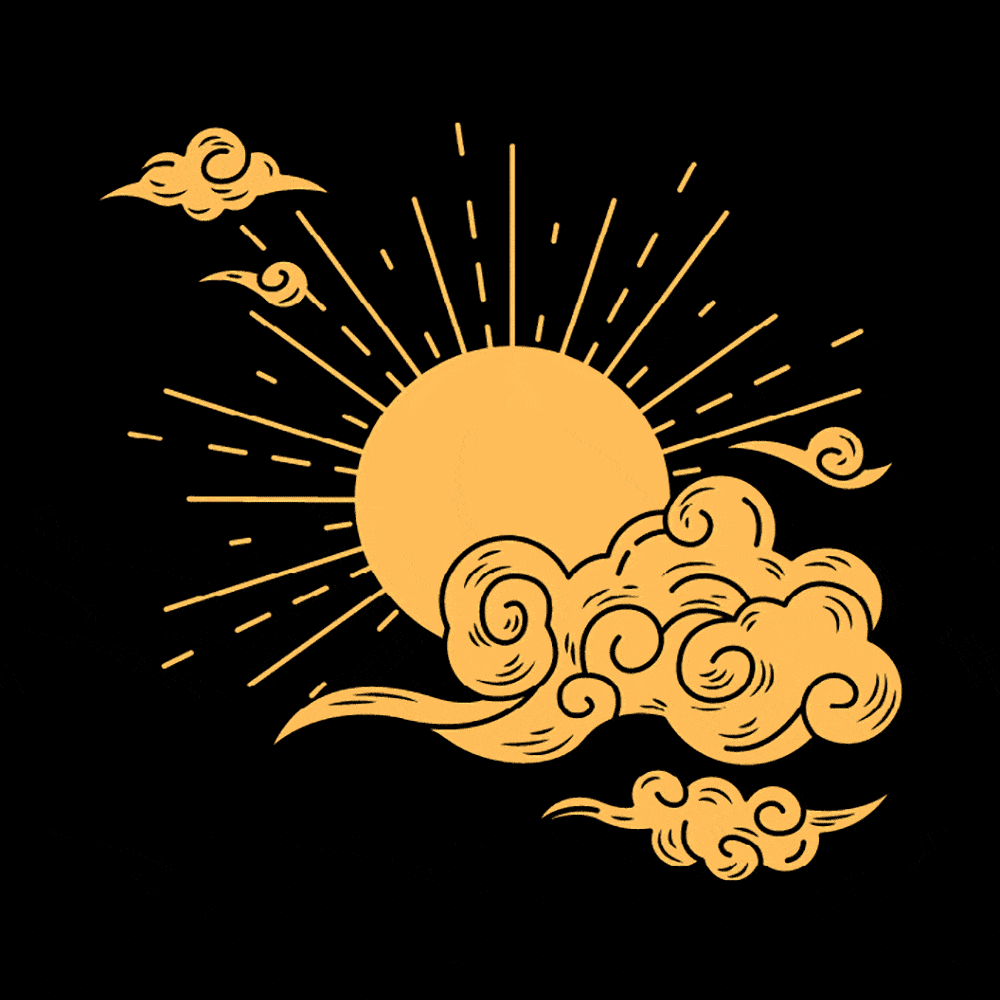 Illustration of the sun and clouds