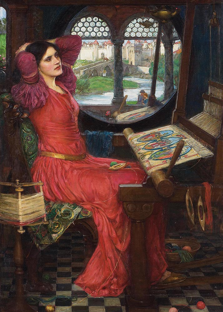 Illustration of woman sitting at sewing machine