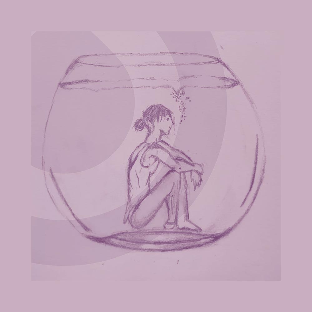 Illustration of someone in a fishbowl