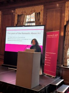 Women's Aid CEO Farah Nazeer speaking at Domestic Abuse Act event